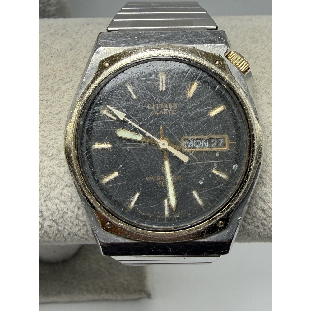 For Parts Citizen 3801-450612 New Battery Mens Watch 34MM 6.5" Very Worn Works